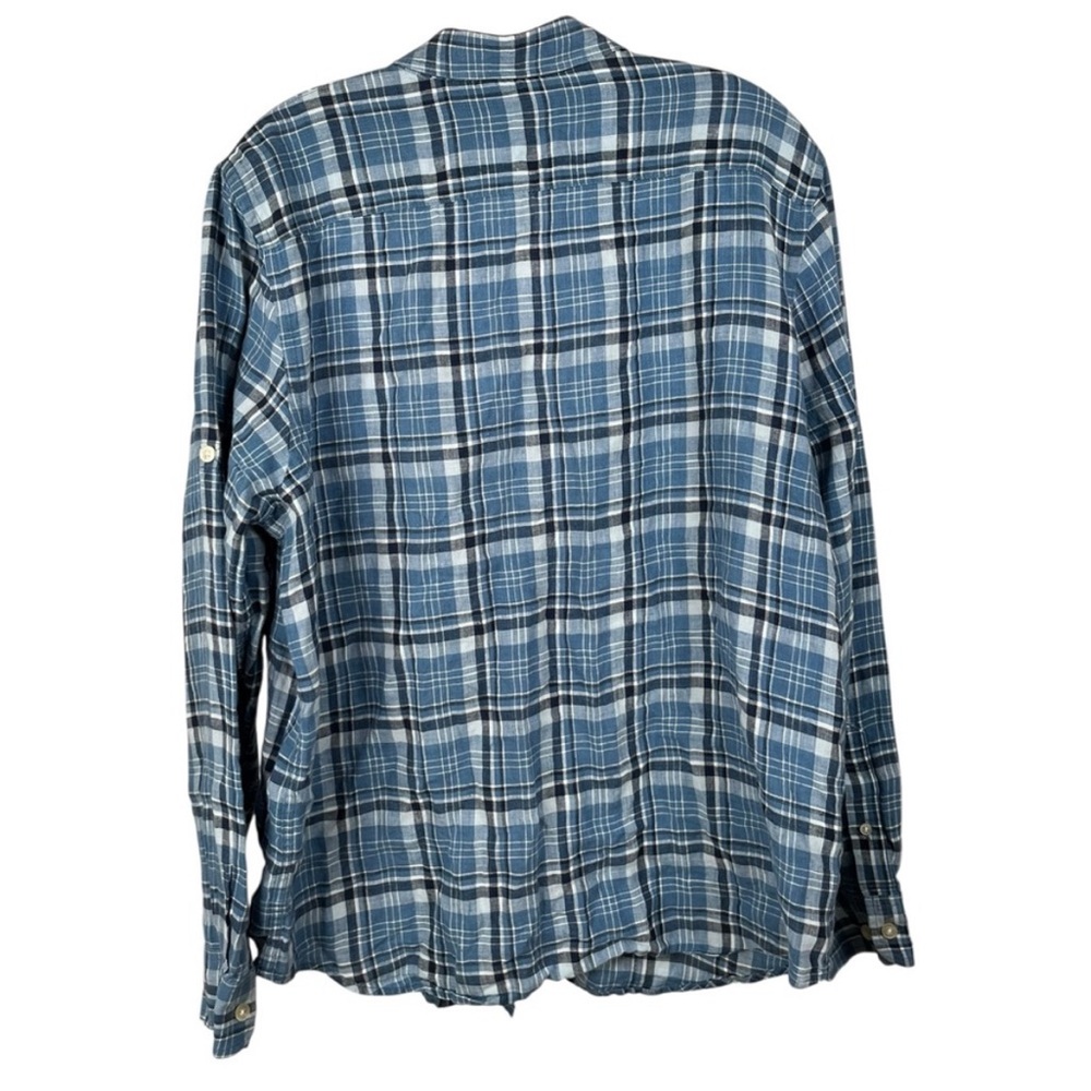 Lauren Ralph Lauren Roll Tab 100% Linen Plaid Button Front Shirt Large - Picture 6 of 7